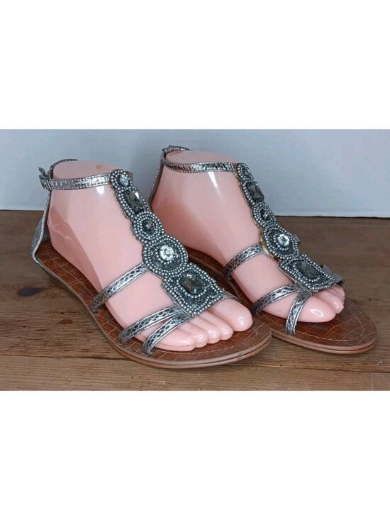 Sam Edelman Shoes - Sam Edelman Daley Sandal Womens 7.5 Silver Bling Rhinestone Beaded Summer Vacay